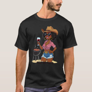 BBQ-Entrissene Königin Schwarze Frau Cowgirl T-Shirt