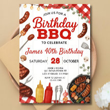 BBQ-Geburtstagseinladung: Rote Gingham-Grillparty