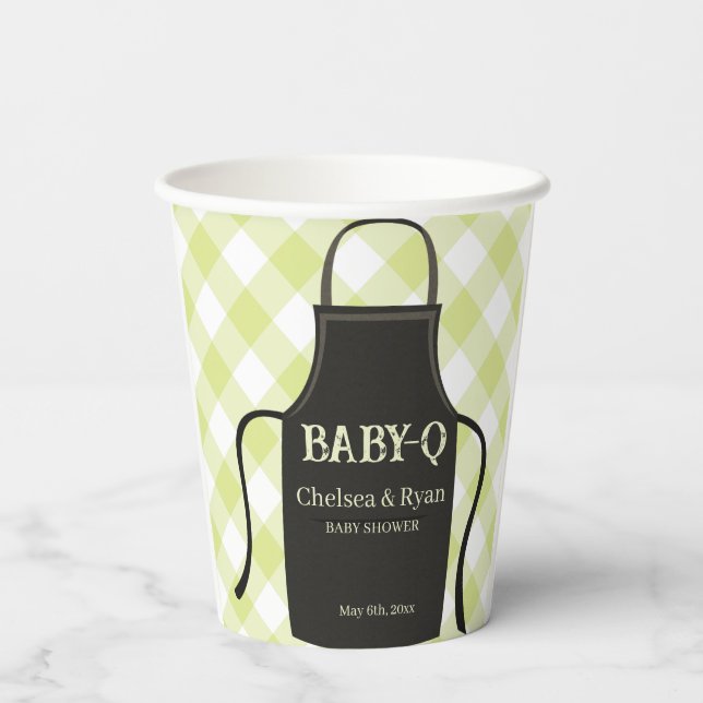 Bbq Gingham Babyparty  Pappbecher (Rückseite)