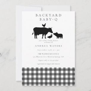 BBQ Gingham Black Rustikale Babydusche Einladung
