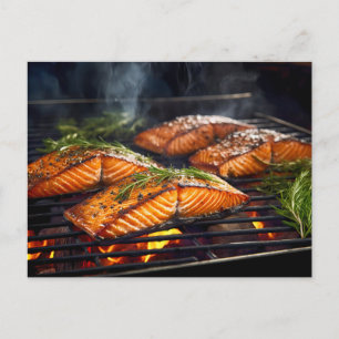 BBQ glasierter Lachs Postkarte