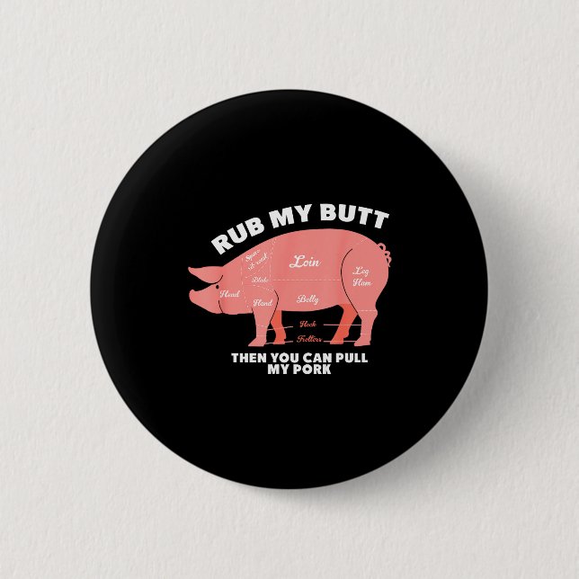BBQ-Grill-Schwein-Shirt lustiges Schweinefleisch,  Button (Vorderseite)