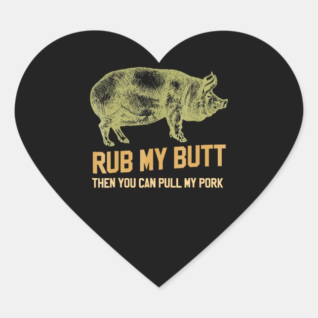 BBQ | GRILLEN Grill Pig Funny Pork Id rauchen, das Herz-Aufkleber (Vorderseite)