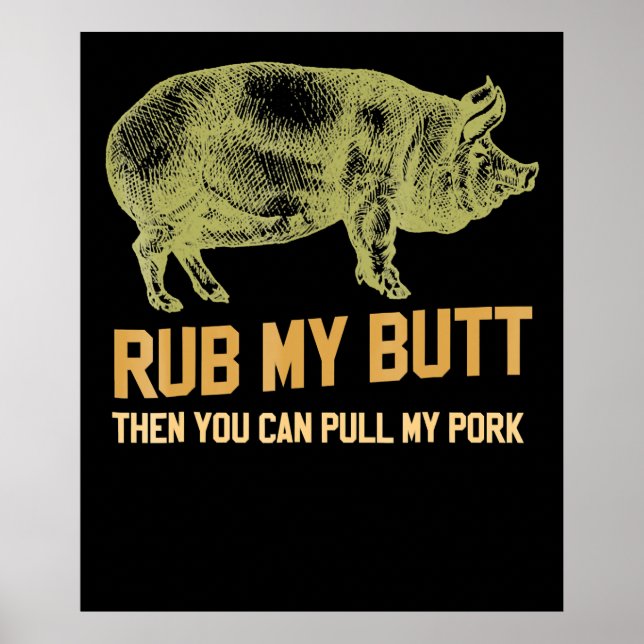 BBQ | GRILLEN Grill Pig Funny Pork Id rauchen, das Poster (Vorne)