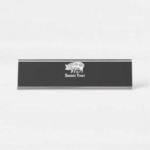 BBQ GRILLEN Grill Schweinefleisch, ich rauche, d Schreibtischnamensplakette
