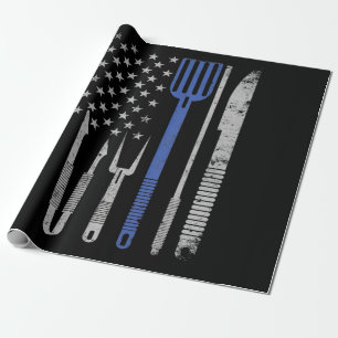BBQ GRILLEN Grill Schweinefleisch mit US-Flagge Geschenkpapier