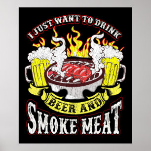 BBQ   GRILLEN Grillen Bierrauchfleisch Funny Quote Poster