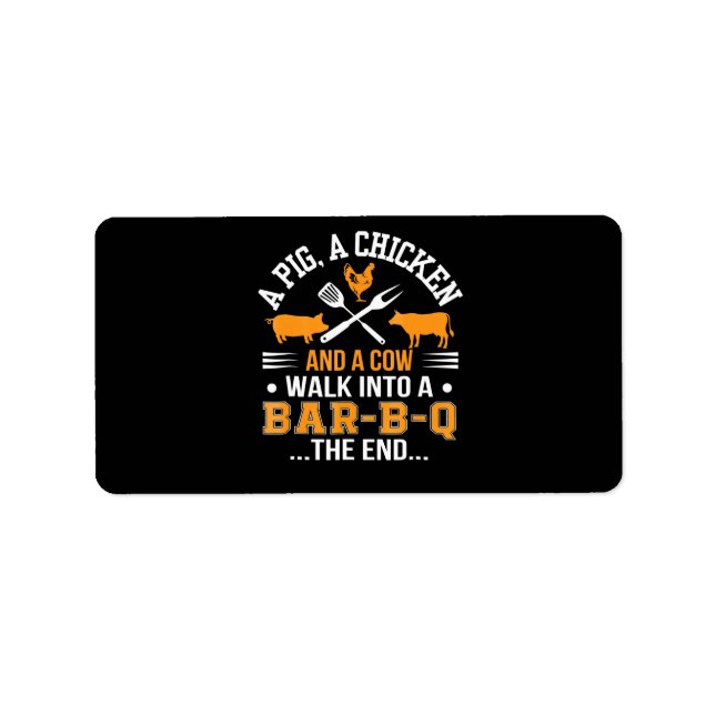 BBQ | GRILLEN Lover Pig Hühnerkuh Laufen in die Ba Adressaufkleber (Vorne)