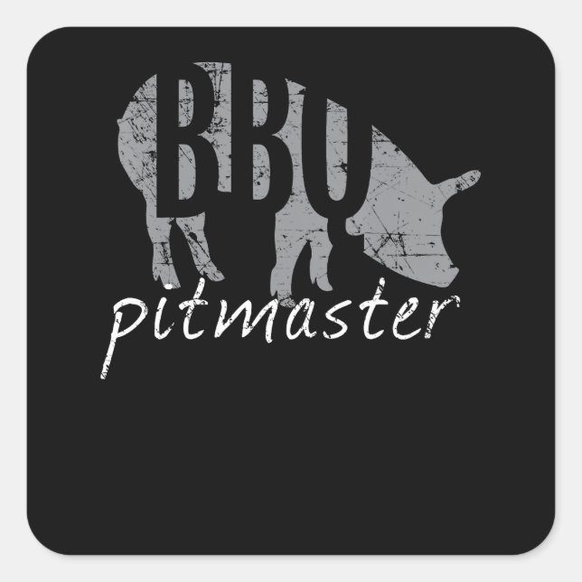 BBQ | GRILLEN Pitmaster Pig Grill Fans Day Quadratischer Aufkleber (Vorderseite)