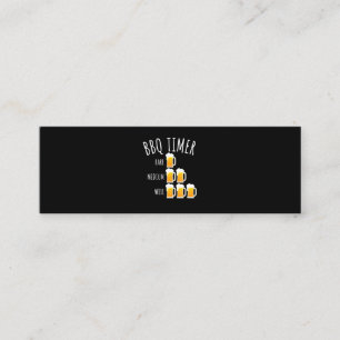 BBQ GRILLEN Timer Beer Drink Funny Grilling Mini Visitenkarte