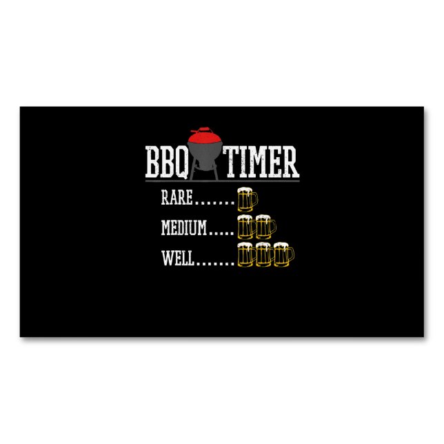 BBQ | GRILLEN Timer Funny Beer Steak Grill Grill Magnetische Visitenkarte (Vorderseite)