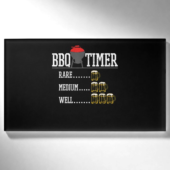 BBQ | GRILLEN Timer Funny Beer Steak Grill Grill Namenschild (Vorderseite)