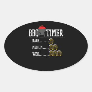 BBQ   GRILLEN Timer Funny Beer Steak Grill Grill Ovaler Aufkleber