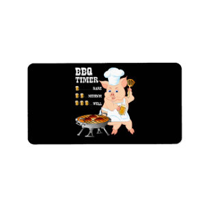 BBQ GRILLEN Timer Pig Grill Barbecue Beer Lover Adressaufkleber