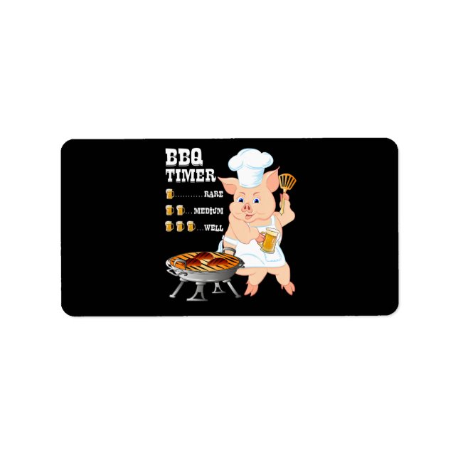 BBQ | GRILLEN Timer Pig Grill Barbecue Beer Lover  Adressaufkleber (Vorne)