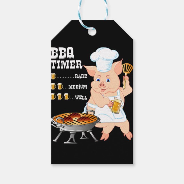 BBQ | GRILLEN Timer Pig Grill Barbecue Beer Lover  Geschenkanhänger (Vorderseite)