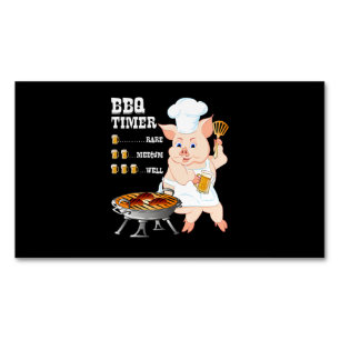 BBQ GRILLEN Timer Pig Grill Barbecue Beer Lover Magnetische Visitenkarte