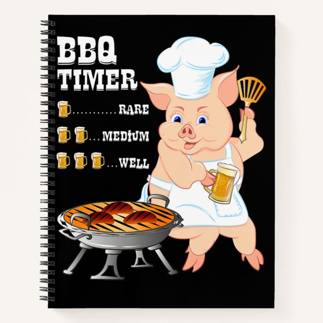 BBQ | GRILLEN Timer Pig Grill Barbecue Beer Lover  Notizbuch (Vorderseite)