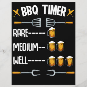 BBQ GRILLEN Timer Rare Medium Well Beer Drink Flyer