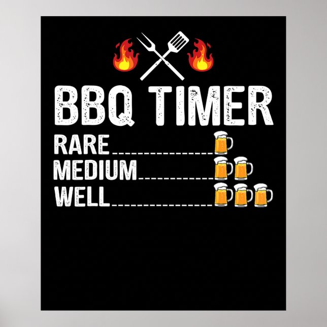 BBQ | GRILLEN Timer trinkt Grillbär Poster (Vorne)