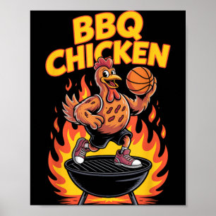 BBQ-Hähnchen Lustiges Basketball-Grill-Design Poster
