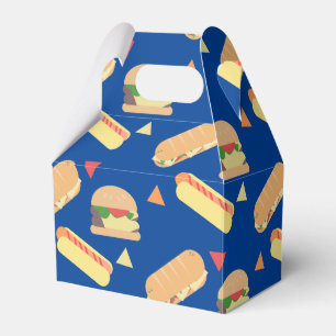 BBQ-Hot-Dog-Burger-Essen-Sandwich-Party Blau Geschenkschachtel