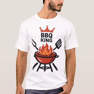 BBQ King Crown und Grillmeister-Logo T-Shirt