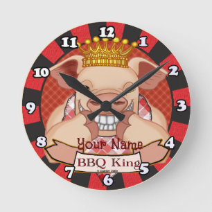 BBQ-König-Schweineuhr Runde Wanduhr