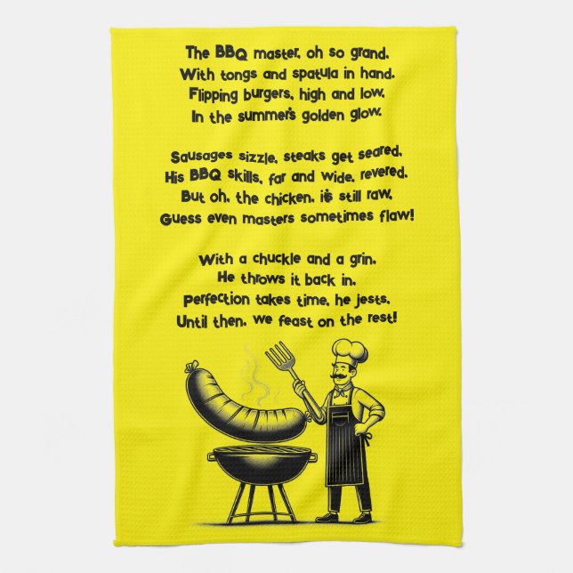 BBQ Master’s Humorous Poem  Geschirrtuch (Vertikal)