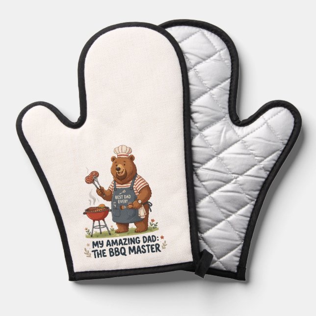 BBQ-Meister-Bär-Vater-Design Ofenhandschuh (Vorderseite/Rückseite)