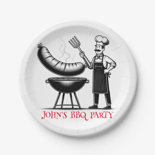 BBQ Party  Personalized Chef  Pappteller (Vorderseite)