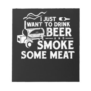 BBQ-Rauchgrillmeister-Geschenk trinke Bier raucht  Notizblock