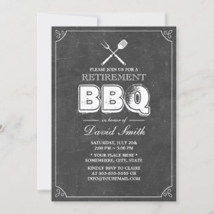 BBQ-Ruhestandsfeier Vintage gerahmte Tafel Einladung