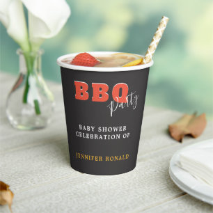 BBQ Schwarz-Rot Baby Shower Party Pappbecher