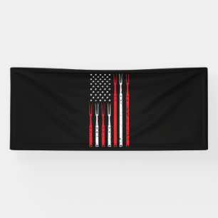 BBQ   Shirt for Men Vater Gift Patriotic USA Flag Banner