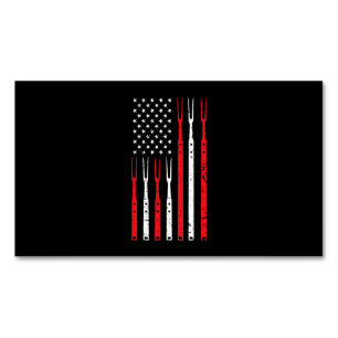 BBQ Shirt for Men Vater Gift Patriotic USA Flag Magnetische Visitenkarte