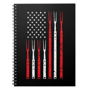 BBQ Shirt for Men Vater Gift Patriotic USA Flag Notizblock