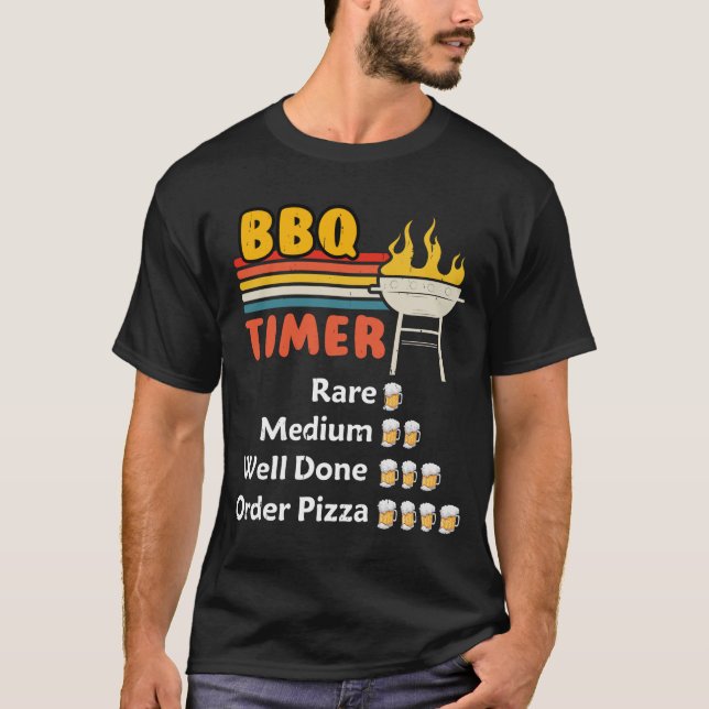Bbq Timer Flag Funny Barbecue Grill 4th July Dad  T-Shirt (Vorderseite)
