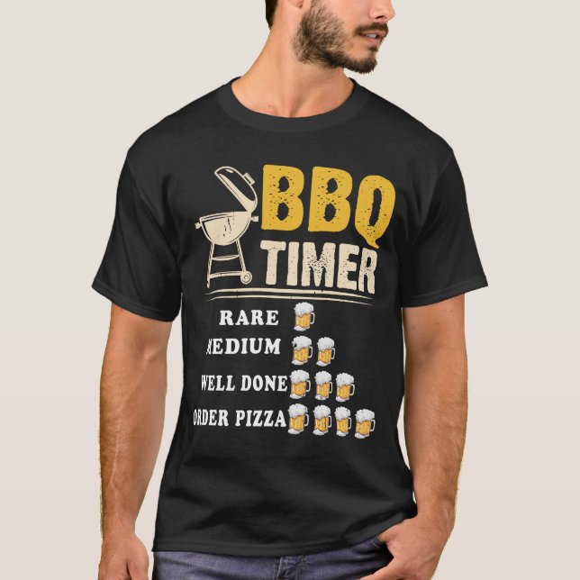 Bbq Timer Flag Funny Barbecue Grill 4th July Dad  T-Shirt (Vorderseite)