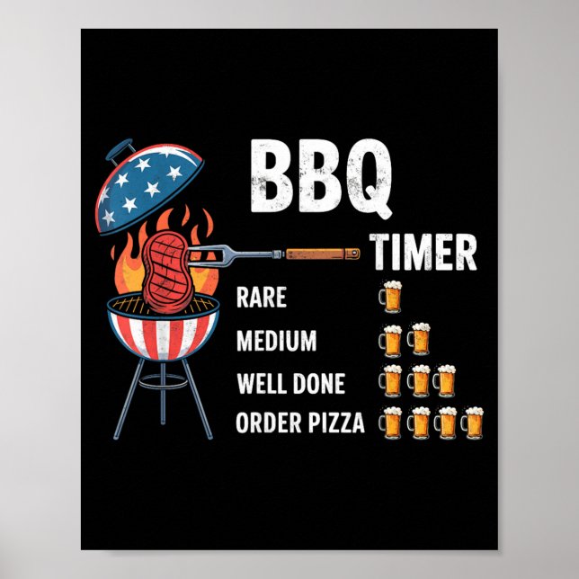 Bbq-Timer Meat Smoking Joke Tee Grill Bierliebhabe Poster (Vorne)