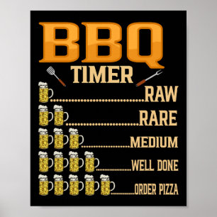 BBQ-Timer Roh Selten Mittel Gut Gemacht Grillliebh Poster