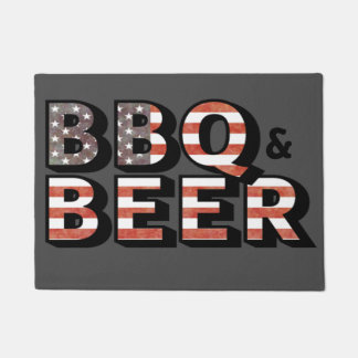 BBQ und Bier im Vintage-US-Flaggen-Farben Fußmatte