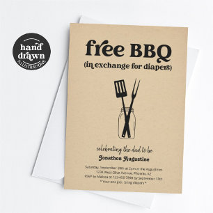 BBQ-Windelparty Lustige Männer-Vater-Dusch-Einladu Einladung