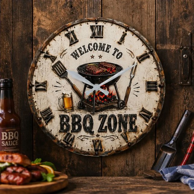 BBQ Zone  Barbecue Grill Große Wanduhr (Von Creator hochgeladen)