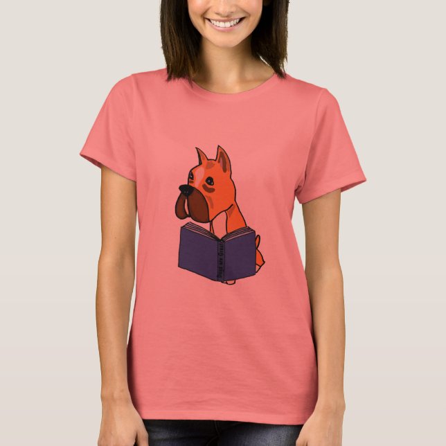 BC: Boxer Dog Reading a Book Shirt (Vorderseite)