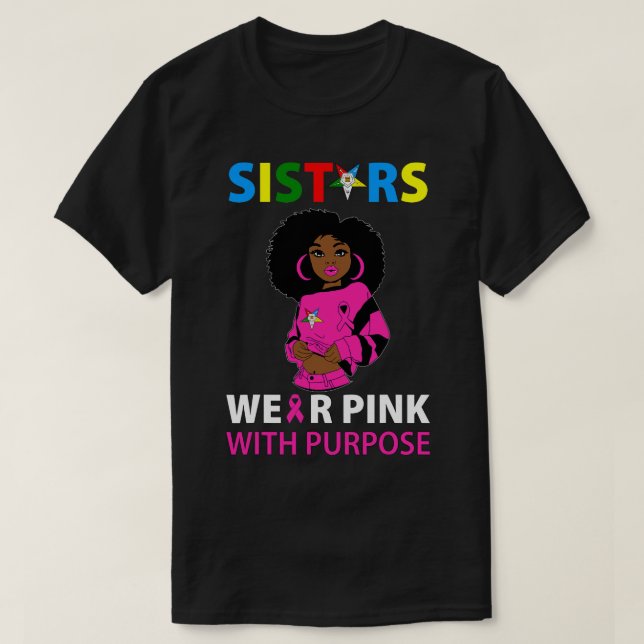BC OES Sisters Wear Pink Eastern Star Brustkance T-Shirt (Design vorne)