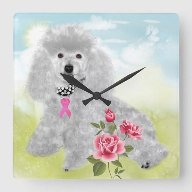 BCA Poodles Rule Wall Clock Quadratische Wanduhr (Vorderseite)