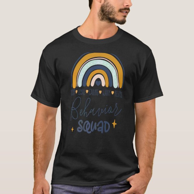 Bcba Boho Rainbow Rbt Aba Applied Behavior Squad T-Shirt (Vorderseite)