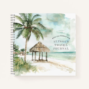 BCS   Palm Tree & Palapa Beach Travel Journal Notizbuch