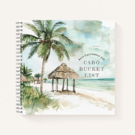 BCS | Palm Tree & Palapa Mexican Beach Bucket List Notizbuch